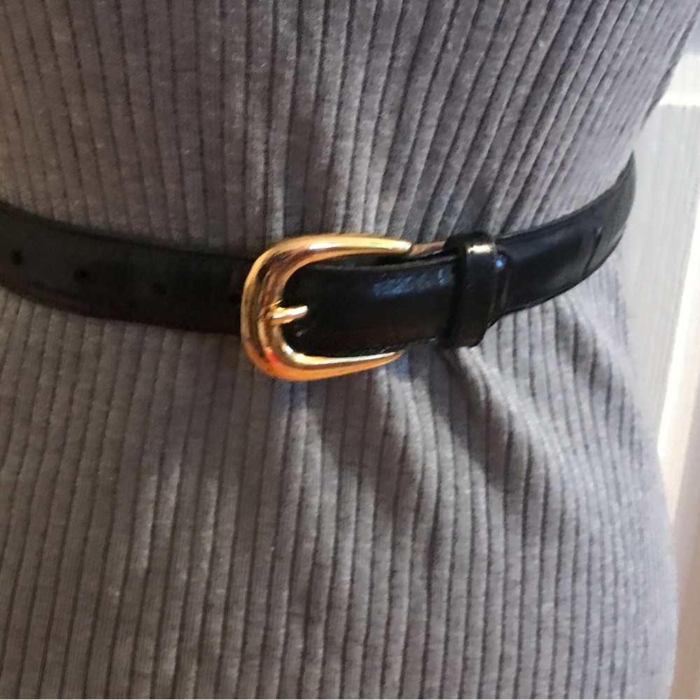 Anne Klein black leather belt, small
